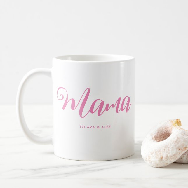 Mama Modern Mom Kids Names Mother's Day Coffee Mug (With Donut)
