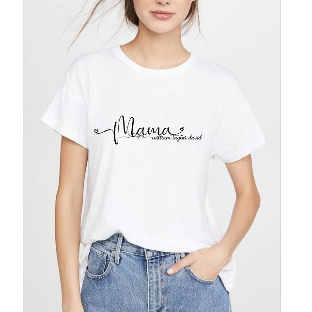 Mama Modern Mum Kids Names Mother's Day T-Shirt (Creator Uploaded)