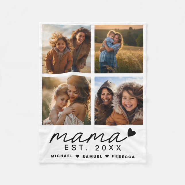 Mama mothers day 4 pictures fleece blanket (Front)