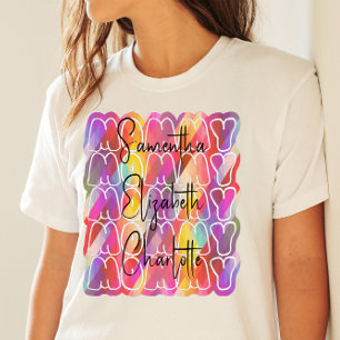 Mama Mother's Day Custom Kids Names Colourful Part T-Shirt