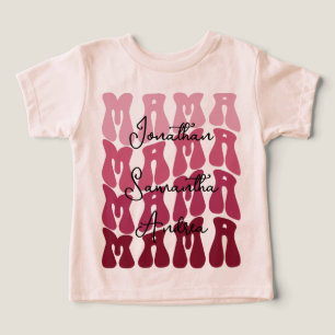 Mama Mother's Day Custom Kids Names Groovy Retro