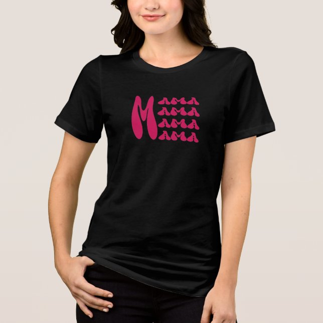 MAMA mothers day elegant black and fuchsia  Tri-Blend Shirt (Front)