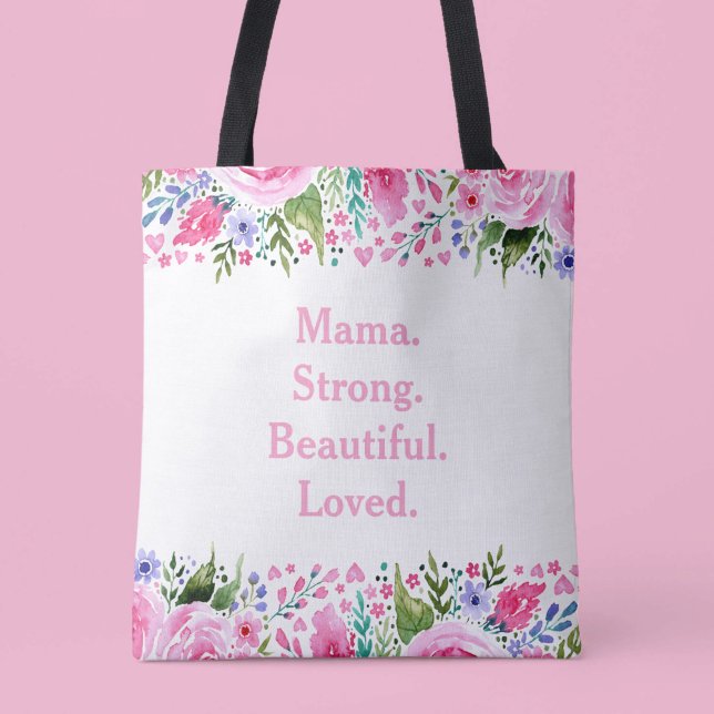 Mama Mothers Day Pink Watercolor Floral Tote Bag (Mama Mothers Day Pink Watercolor Floral Tote Bag)