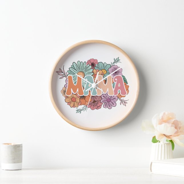 Mama Mother's Day Wildflower Floral  Clock (Home)