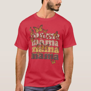 Mama Mum Butterfly Boho Mum Leopard Cow Print Moth T-Shirt
