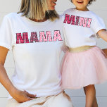 Mama Mum Cute Whimsical Rustic Pink Plaid Letters T-Shirt<br><div class="desc">Chunky rustic pink plaid "mama" text,  find a matching "Mini" shirt in my collection "mummy and me matching designs".</div>