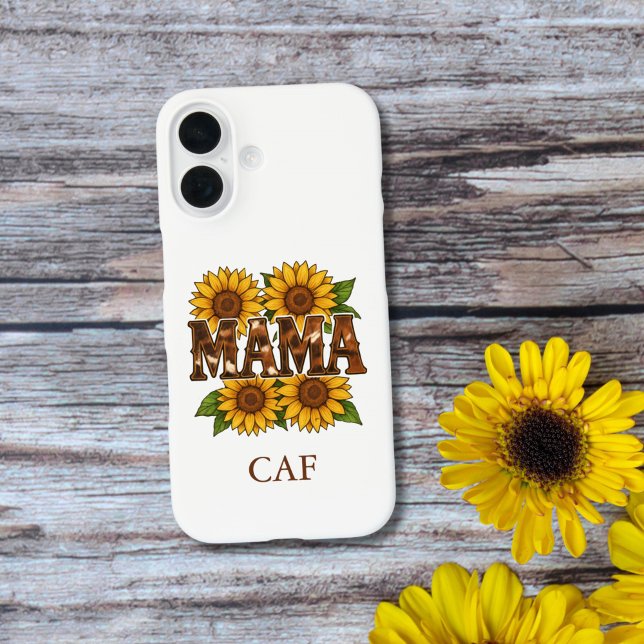 Mama Mum Sunflowers Monogram Initials Gift Mum Case-Mate iPhone Case (Mama Sunflower iPhone 16 15 14 case. Monogram it with her initials or name. Gift For mom)