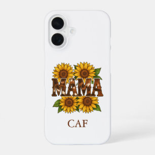 Mama Mum Sunflowers Monogram Initials Gift Mum iPhone 16 Case