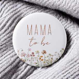Mama Mum to Be Wildflower Baby Shower 6 Cm Round Badge