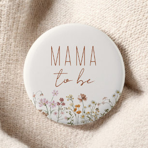 Mama Mum to Be Wildflower Baby Shower 6 Cm Round Badge