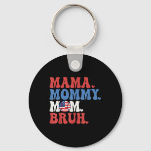 Mama Mummy Mum Bruh Baseball Mum Funny 4th Of July Key Ring