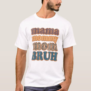 Mama Mummy Mum Bruh Vintage Leopard Boys Girls Kid T-Shirt