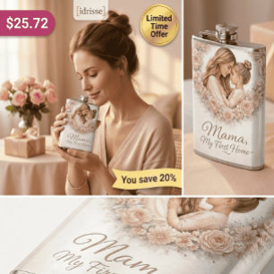 Mama — My First Home Mother & Daughter Floral Tr Hip Flask