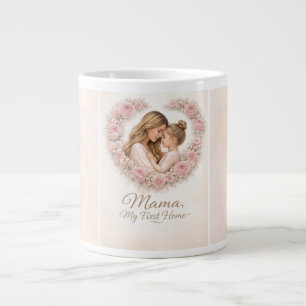 Mama — My First Home   Mother & Daughter Floral Tr Large Coffee Mug