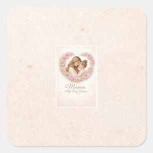Mama — My First Home Mother & Daughter Floral Tr Square Sticker