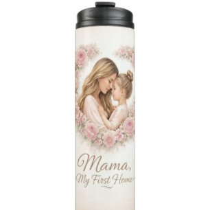 Mama — My First Home   Mother & Daughter Floral Tr Thermal Tumbler