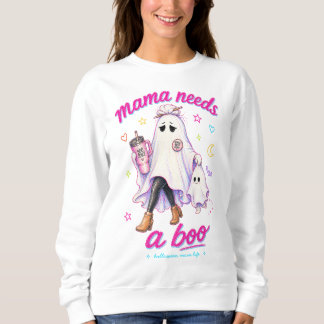 Mama Needs A Boo Ghost Tired Mum Life Halloween Sweatshirt