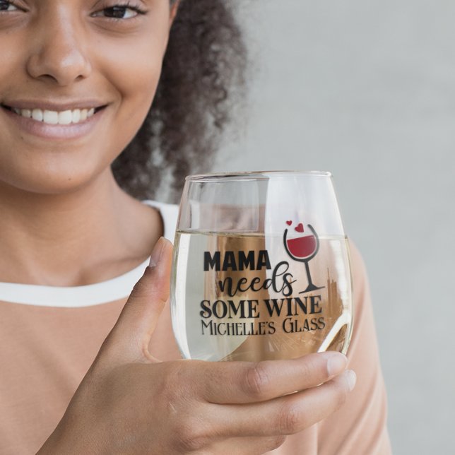 Mama needs some Wine Personalised Mother Stemless Wine Glass (Creator Uploaded)