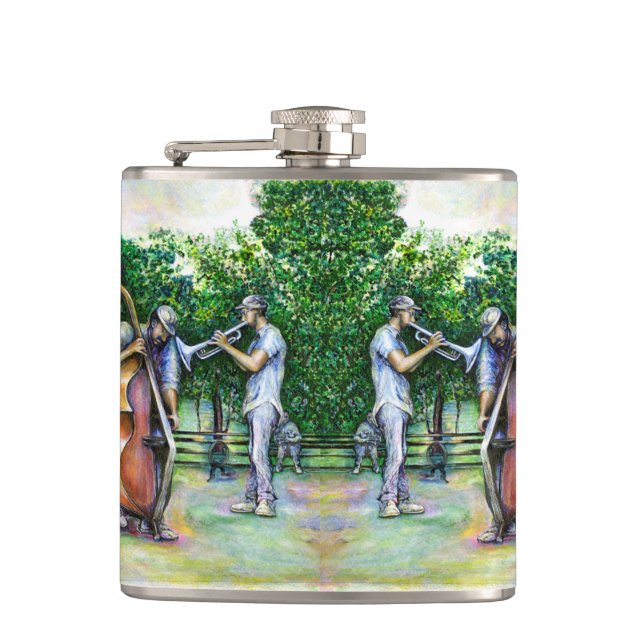 Mama Never Warned Me about Tuba Players Hip Flask (Front)