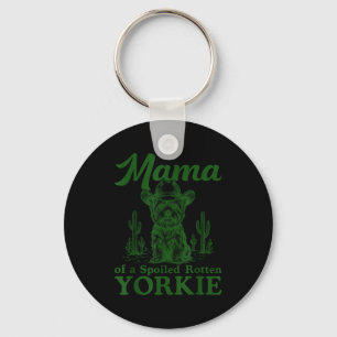 Mama Of A Siled Rotten Yorkie Western Cowboy Dog L Key Ring