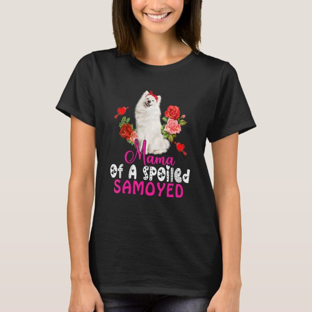 Mama Of A Spoiled Samoyed Cute Samoyed Dog Bow Tie T-Shirt (Front)