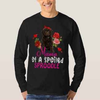 Mama Of A Spoiled Sproodle Cute Sproodle Dog Bow T T-Shirt