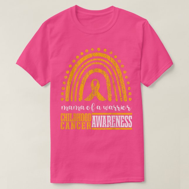 Mama Of A Warrior Childhood Cancer Awareness Rainb T-Shirt (Design Front)