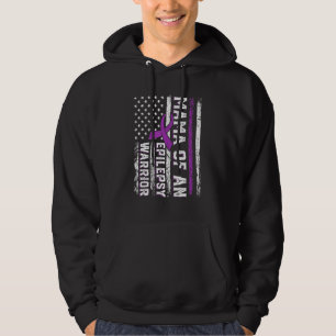 Mama of a Warrior Epilepsy Purple Ribbon Support U Hoodie