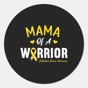 Mama Of A Warrior Hero Childhood Cancer Awareness Classic Round Sticker
