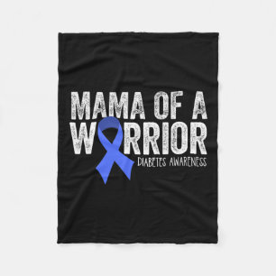 Mama Of A Warrior T1d Mum Diabetic Blue Ribbon Sup Fleece Blanket