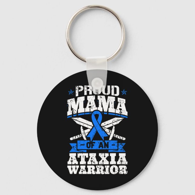 Mama Of An Ataxia Warrior Awareness Ribbon Dystaxi Key Ring (Front)