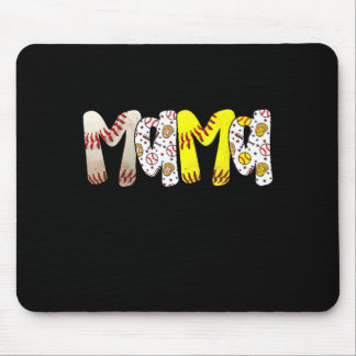 Mama of both baseball softball mom women mother's mouse pad