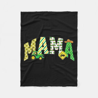 Mama Of The Birthday Boy Tractor Farm Trucks Famil Fleece Blanket