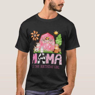 Mama Of The Birthday Girl 1st Birthday Nk Cow Farm T-Shirt
