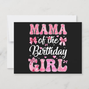 Mama Of The Birthday Girl Family Pink Coquette Bow Postcard
