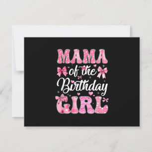 Mama Of The Birthday Girl Family Pink Coquette Bow RSVP Card