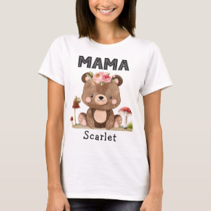 Mama of the Birthday Girl Wodland Baby Bear T-Shir T-Shirt