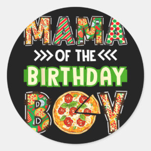 Mama of the boy birthday boy pizza lover party classic round sticker
