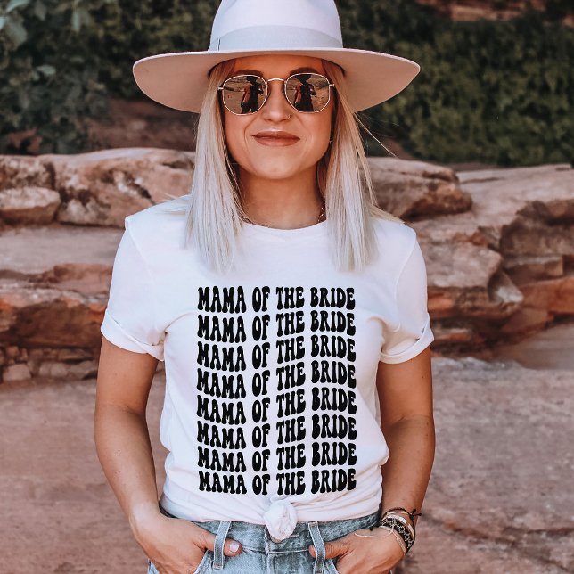 Mama of the Bride Black Matching Bridal Party T-Shirt (Creator Uploaded)