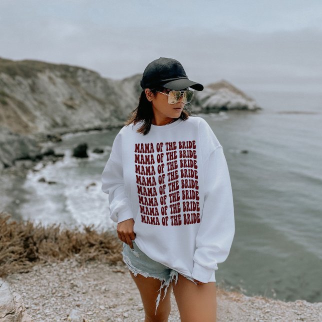 Mama of the Bride Dark Red Matching Bridal Party Sweatshirt (Creator Uploaded)