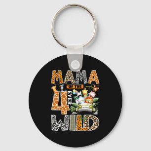 Mama of the four wild safari jungle 4th birthday key ring