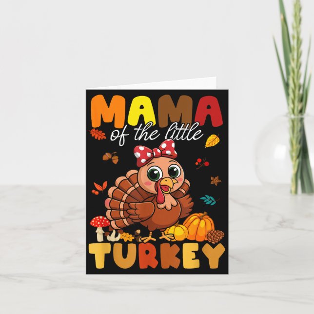 Mama Of The Little Turkey Thanksgiving Baby Shower Card (Front)