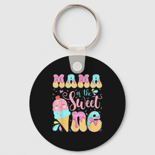 Mama of the sweet one ice cream 1st birthday girl key ring