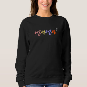 Mama Of Two Boys Girls Kids Mom2 Squared Leopard M Sweatshirt