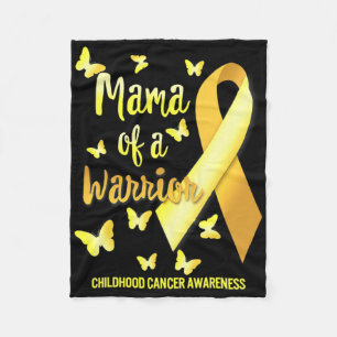Mama Of Warrior Childhood Cancer Awareness Gold Ri Fleece Blanket