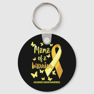 Mama Of Warrior Childhood Cancer Awareness Gold Ri Key Ring