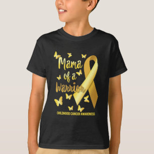 Mama Of Warrior Childhood Cancer Awareness Gold Ri T-Shirt