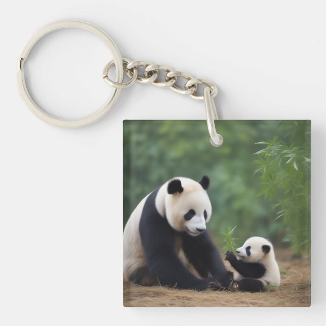 Mama Panda And Baby Keychain (Front)
