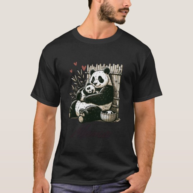 Mama Panda With Baby Panda T-Shirt (Front)