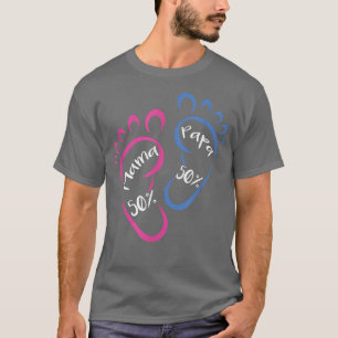 Mama Papa 50 Baby Feet Pregnant Maternity Child Bi T-Shirt